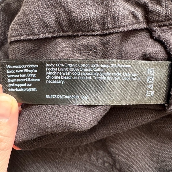 NWT Eileen Fisher Black High Waisted Cotton Hemp Tapered Ankle Pant Size 22 - Picture 11 of 11